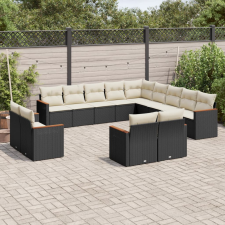 vidaXL 13 részes fekete polyrattan kerti ülőgarnitúra párnákkal kerti bútor