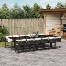 vidaXL 13 részes fekete polyrattan kerti ülőgarnitúra párnákkal kerti bútor