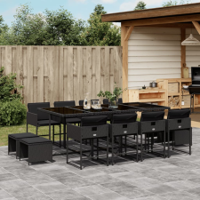 vidaXL 13 részes fekete polyrattan kerti ülőgarnitúra párnákkal kerti bútor