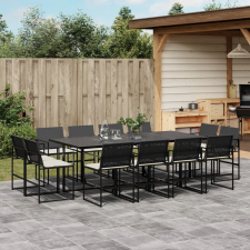 vidaXL 13 részes fekete polyrattan kerti ülőgarnitúra párnákkal kerti bútor