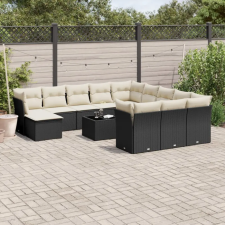 vidaXL 13 részes fekete polyrattan kerti ülőgarnitúra párnákkal kerti bútor