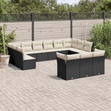 vidaXL 13 részes fekete polyrattan kerti ülőgarnitúra párnákkal kerti bútor