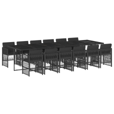 vidaXL 13 részes fekete polyrattan kerti ülőgarnitúra párnákkal (3210943) kerti bútor