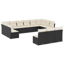 vidaXL 13 részes fekete polyrattan kerti ülőgarnitúra párnákkal (3218386) kerti bútor