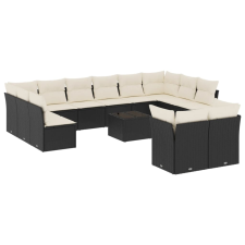 vidaXL 13 részes fekete polyrattan kerti ülőgarnitúra párnákkal (3218436) kerti bútor