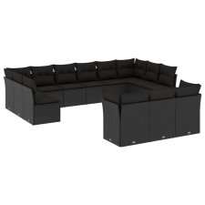 vidaXL 13 részes fekete polyrattan kerti ülőgarnitúra párnákkal (3218445) kerti bútor