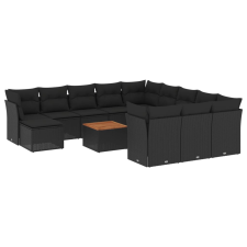 vidaXL 13 részes fekete polyrattan kerti ülőgarnitúra párnákkal (3223983) kerti bútor