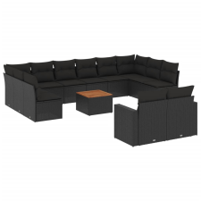 vidaXL 13 részes fekete polyrattan kerti ülőgarnitúra párnákkal (3224354) kerti bútor