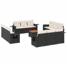 vidaXL 13 részes fekete polyrattan kerti ülőgarnitúra párnákkal (3224495) kerti bútor