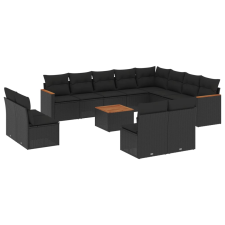 vidaXL 13 részes fekete polyrattan kerti ülőgarnitúra párnákkal (3226475) kerti bútor