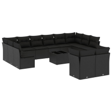 vidaXL 13 részes fekete polyrattan kerti ülőgarnitúra párnákkal (3250274) kerti bútor