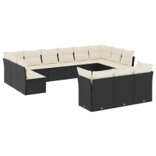 vidaXL 13 részes fekete polyrattan kerti ülőgarnitúra párnákkal (3250285) kerti bútor