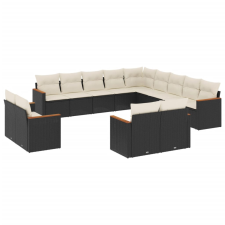 vidaXL 13 részes fekete polyrattan kerti ülőgarnitúra párnákkal (3258927) kerti bútor