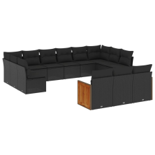 vidaXL 13 részes fekete polyrattan kerti ülőgarnitúra párnákkal (3260536) kerti bútor