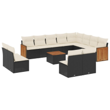 vidaXL 13 részes fekete polyrattan kerti ülőgarnitúra párnákkal (3260558) kerti bútor