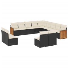 vidaXL 13 részes fekete polyrattan kerti ülőgarnitúra párnákkal (3260565) kerti bútor