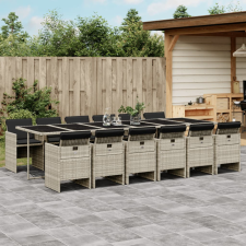 vidaXL 13 részes szürke polyrattan kerti étkezőgarnitúra párnákkal kerti bútor