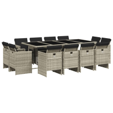 vidaXL 13 részes szürke polyrattan kerti étkezőgarnitúra párnákkal (3277810) kerti bútor