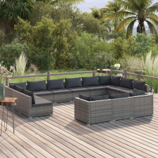 vidaXL 13 részes szürke polyrattan kerti ülőgarnitúra párnákkal kerti bútor