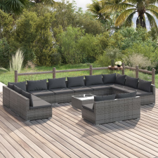 vidaXL 13 részes szürke polyrattan kerti ülőgarnitúra párnákkal kerti bútor