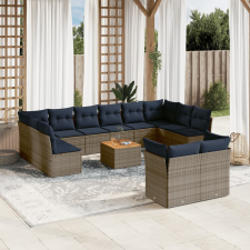 vidaXL 13 részes szürke polyrattan kerti ülőgarnitúra párnákkal kerti bútor