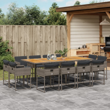 vidaXL 13 részes szürke polyrattan kerti ülőgarnitúra párnákkal kerti bútor