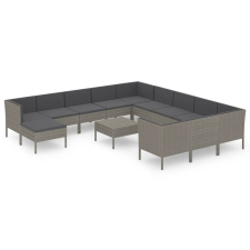 vidaXL 13 részes szürke polyrattan kerti ülőgarnitúra párnákkal (3094530) kerti bútor