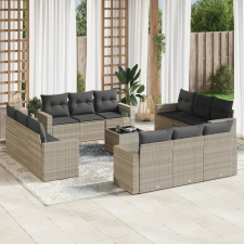 vidaXL 13 részes világosszürke polyrattan kerti ülőgarnitúra párnákkal kerti bútor