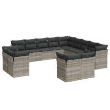 vidaXL 13 részes világosszürke polyrattan kerti ülőgarnitúra párnákkal  (3218552) kerti bútor