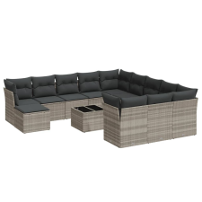 vidaXL 13 részes világosszürke polyrattan kerti ülőgarnitúra párnákkal (3218642) kerti bútor