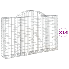 vidaXL 14 db íves horganyzott vas gabion kosár 200x30x120/140 cm (3146143) kerti tárolás