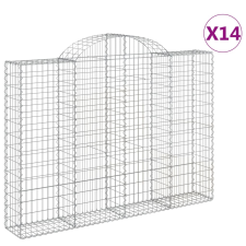 vidaXL 14 db íves horganyzott vas gabion kosár 200x30x140/160 cm kerti tárolás