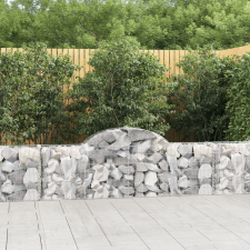 vidaXL 14 db íves horganyzott vas gabion kosár 200x30x60/80 cm kerti dekoráció