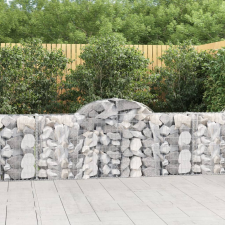 vidaXL 14 db íves horganyzott vas gabion kosár 200x30x80/100 cm kerti dekoráció
