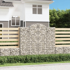 vidaXL 14 db íves horganyzott vas gabion kosár 200x50x180/200 cm kerti dekoráció
