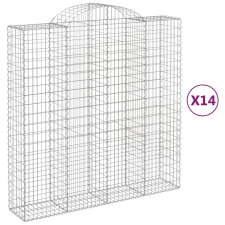 vidaXL 14 db íves horganyzott vas gabion kosár 200x50x200/220 cm (3146437) kerti tárolás