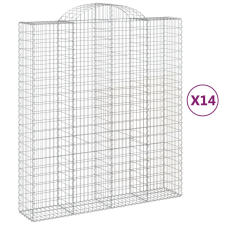 vidaXL 14 db íves horganyzott vas gabion kosár 200x50x220/240 cm (3146458) kerti tárolás