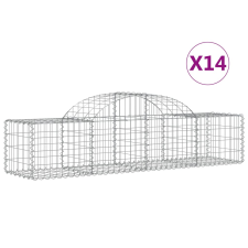 vidaXL 14 db íves horganyzott vas gabion kosár 200x50x40/60 cm (3146269) kerti tárolás