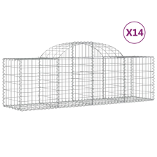 vidaXL 14 db íves horganyzott vas gabion kosár 200x50x60/80 cm (3146290) kerti tárolás
