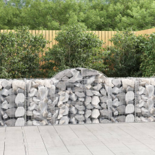 vidaXL 14 db íves horganyzott vas gabion kosár 200x50x80/100 cm kerti dekoráció