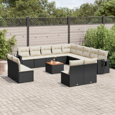vidaXL 14 részes fekete polyrattan kerti ülőgarnitúra párnákkal kerti bútor