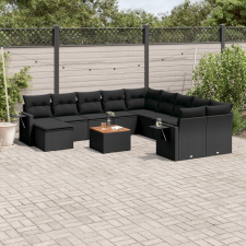 vidaXL 14 részes fekete polyrattan kerti ülőgarnitúra párnákkal kerti bútor