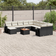 vidaXL 14 részes fekete polyrattan kerti ülőgarnitúra párnákkal kerti bútor