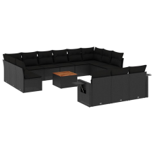 vidaXL 14 részes fekete polyrattan kerti ülőgarnitúra párnákkal (3224802) kerti bútor