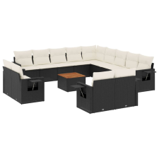 vidaXL 14 részes fekete polyrattan kerti ülőgarnitúra párnákkal (3224838) kerti bútor