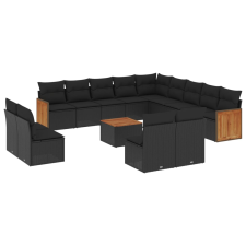 vidaXL 14 részes fekete polyrattan kerti ülőgarnitúra párnákkal (3228169) kerti bútor
