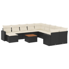 vidaXL 14 részes fekete polyrattan kerti ülőgarnitúra párnákkal (3256749) kerti bútor
