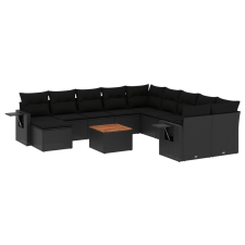 vidaXL 14 részes fekete polyrattan kerti ülőgarnitúra párnákkal (3257189) kerti bútor