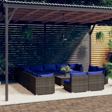 vidaXL 14 részes szürke polyrattan kerti ülőgarnitúra párnákkal kerti bútor
