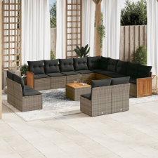 vidaXL 14 részes szürke polyrattan kerti ülőgarnitúra párnákkal kerti bútor